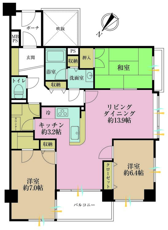 その他 3LDK、専有面積81.14m2、バルコニー面積6.2m2