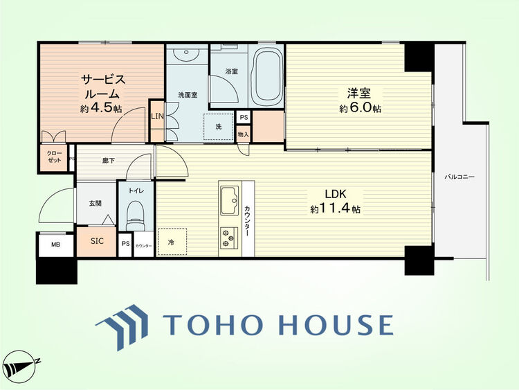 間取り 1SLDK+LIN　専有面積50.05平米