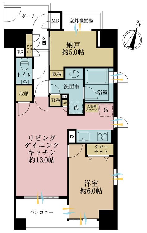 その他 1LDK+S（納戸）、専有面積56.37m2、バルコニー面積5.78m2