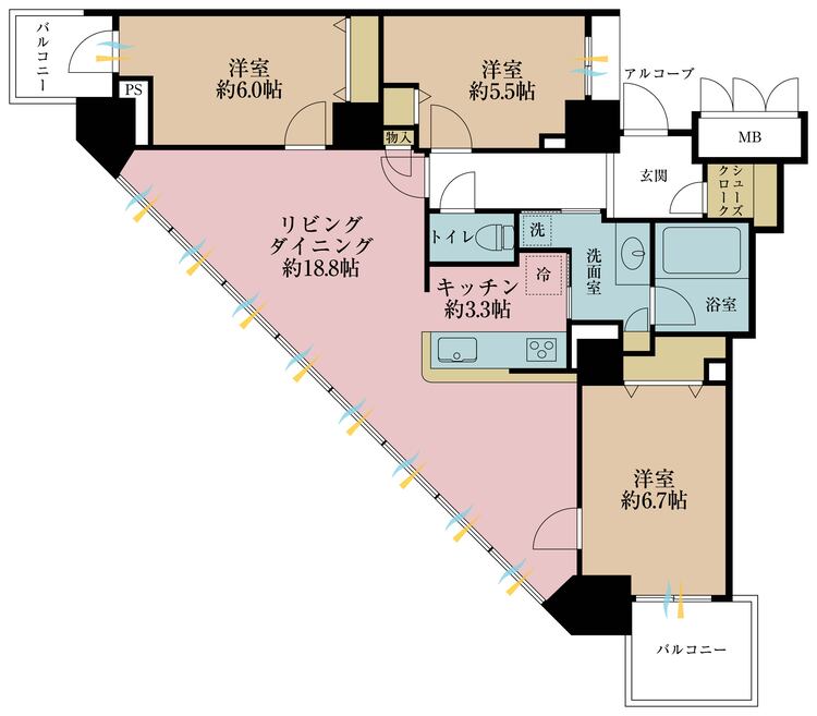 その他 3LDK、専有面積89.15m2、バルコニー面積7.53m2
