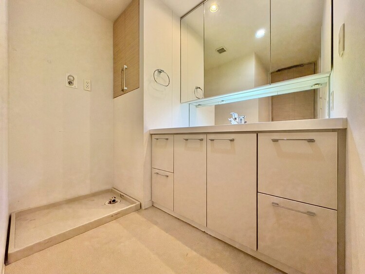 洗面 何かと物が増える場所だからこそ、スッキリと見映えの良い空間に。