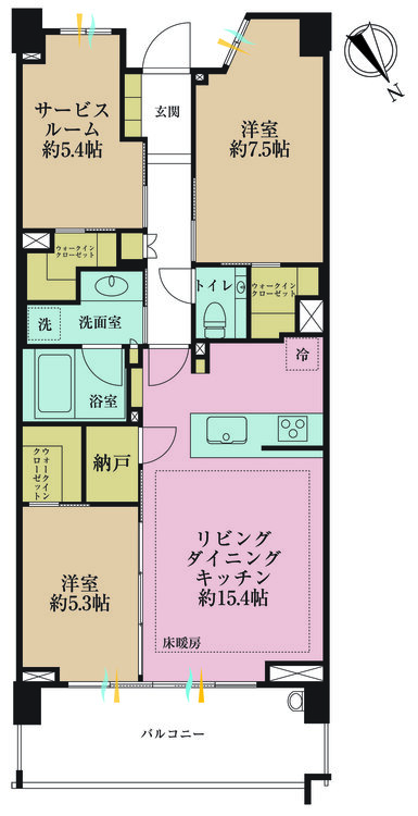 その他 2LDK+S（納戸）、専有面積78.1m2、バルコニー面積12.15m2