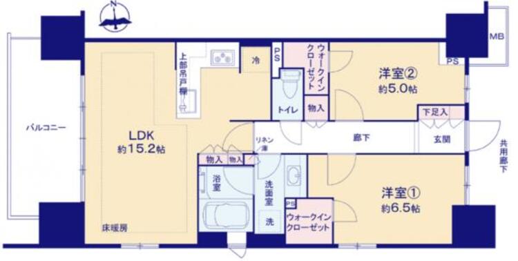 間取り 西バルコニーで午後の日当たりが良く、冬場も暖かい