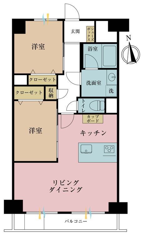 その他 2LDK、専有面積53.46m2、バルコニー面積5.4m2
