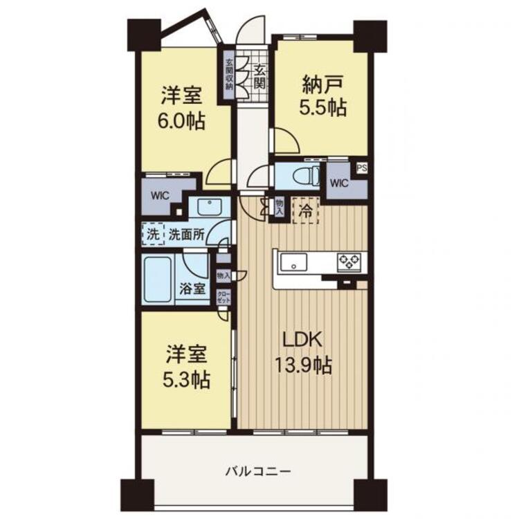 間取り 【間取り図】新規内装リフォーム済みです！WIC2つあり収納豊富な間取りです！