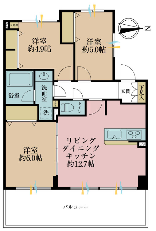 その他 3LDK、価格5280万円、専有面積63.22m2、バルコニー面積15m2
