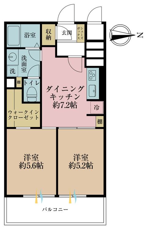 その他 2DK、専有面積42.25m2、バルコニー面積3m2