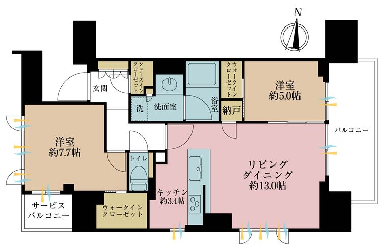 その他 2LDK、専有面積70.04m2、バルコニー面積9.7m2