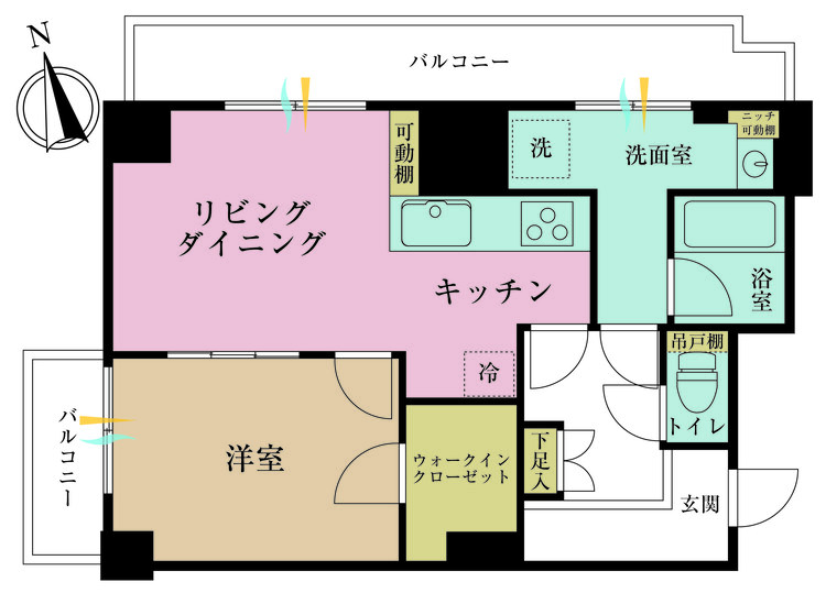 その他 1LDK、専有面積44.66m2、バルコニー面積9.87m2