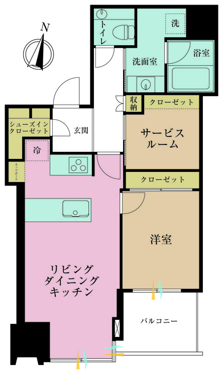 その他 1LDK+S（納戸）、専有面積54.24m2、バルコニー面積4.98m2