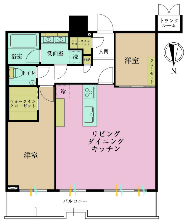 その他 2LDK、専有面積71.3m2、バルコニー面積11.9m2