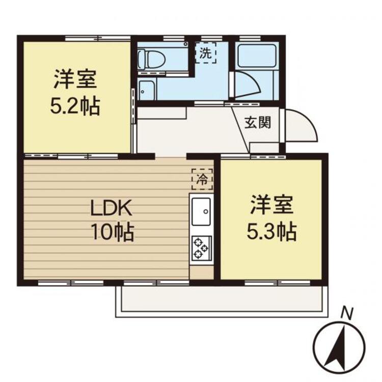 間取り 【間取り図】南向きの陽当たりが良い間取りです。