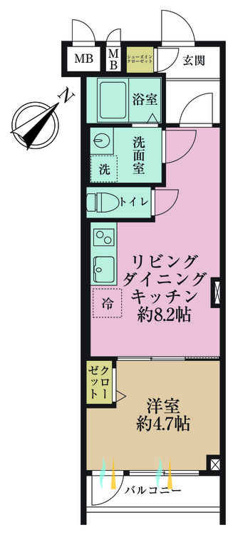 その他 1LDK、専有面積32.64m2、バルコニー面積3.92m2