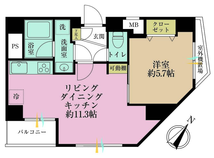 その他 1LDK、専有面積40.01m2、バルコニー面積2.64m2