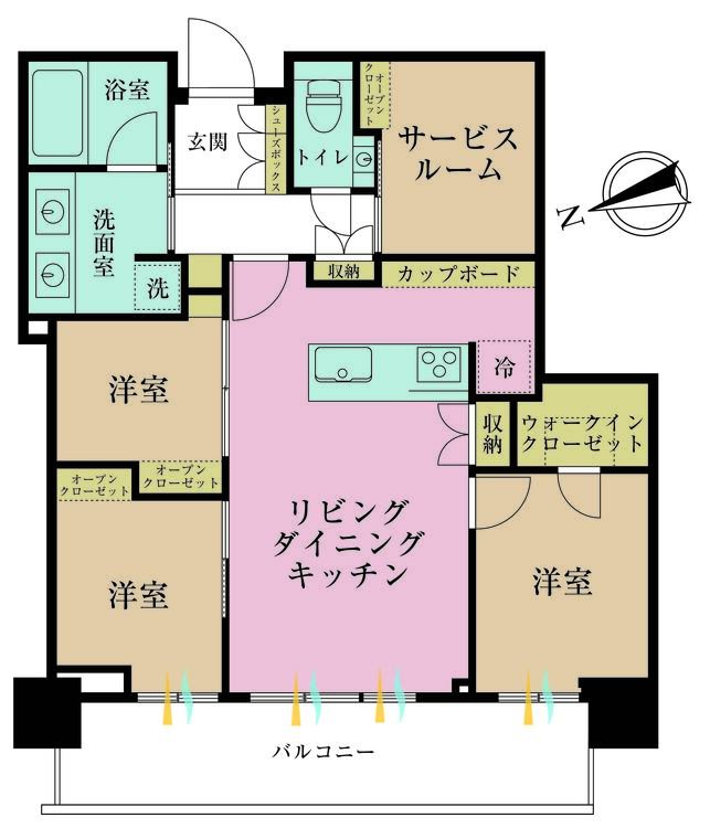 その他 3LDK+S（納戸）、専有面積70.18m2、バルコニー面積11.84m2