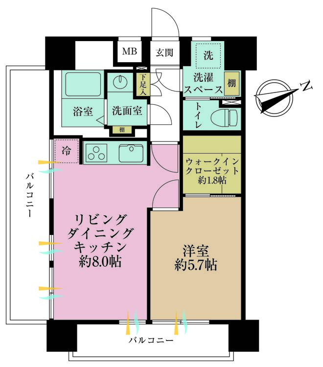 その他 1LDK、専有面積42.12m2、バルコニー面積14.18m2