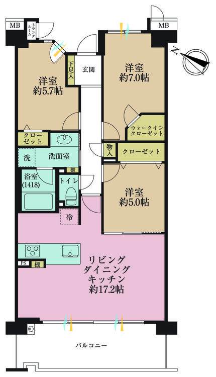 その他 3LDK、専有面積78.1m2、バルコニー面積12.65m2