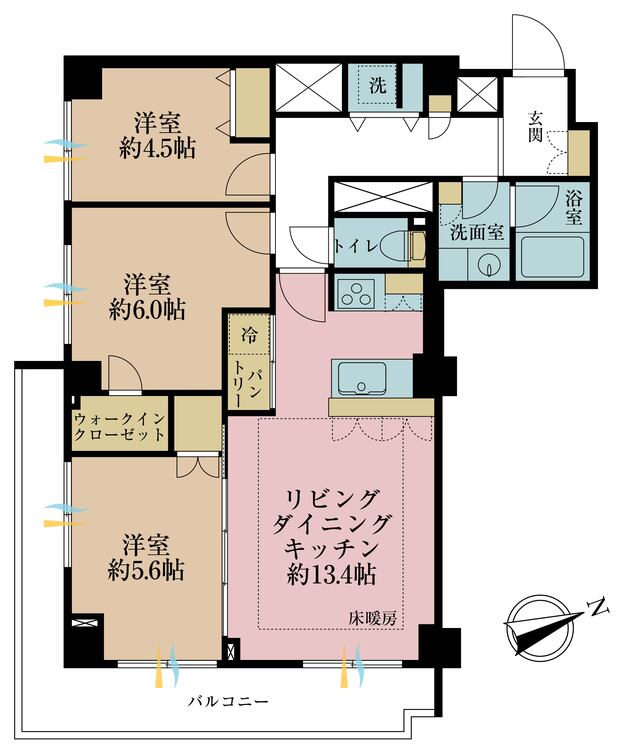 その他 3LDK、専有面積73.26m2、バルコニー面積18.91m2