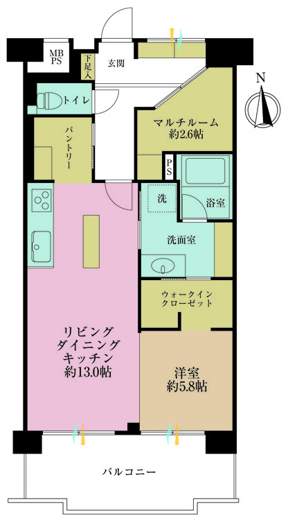 その他 1LDK+S（納戸）、専有面積52.47m2、バルコニー面積8.3m2