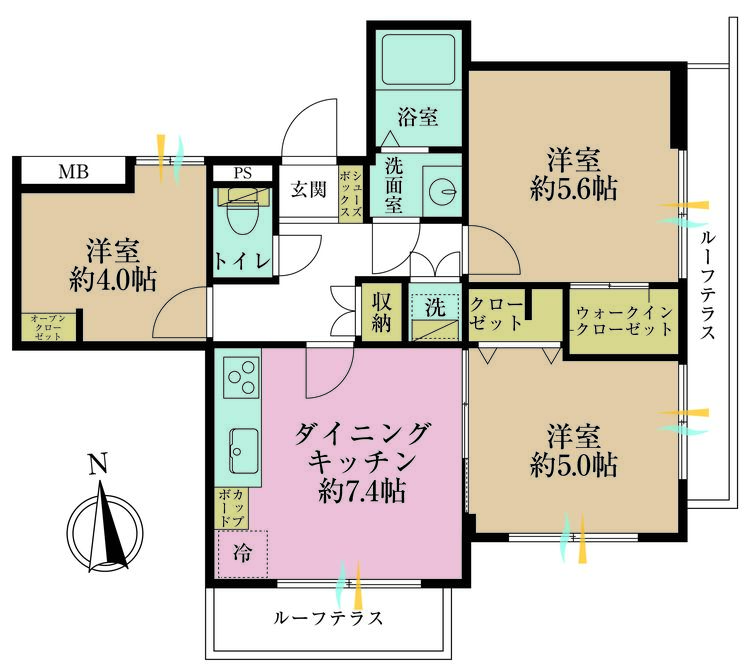 その他 3DK、専有面積55.76m2