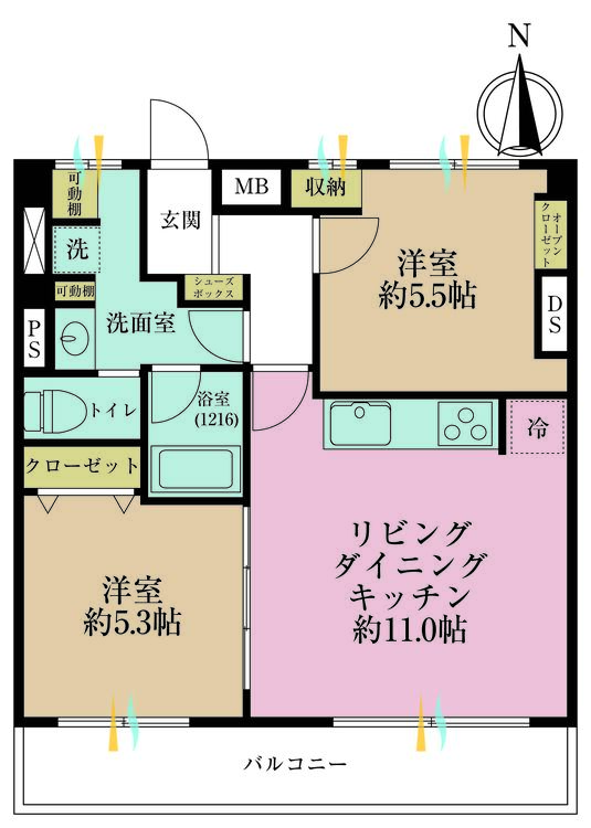 その他 2LDK、専有面積49m2、バルコニー面積6m2