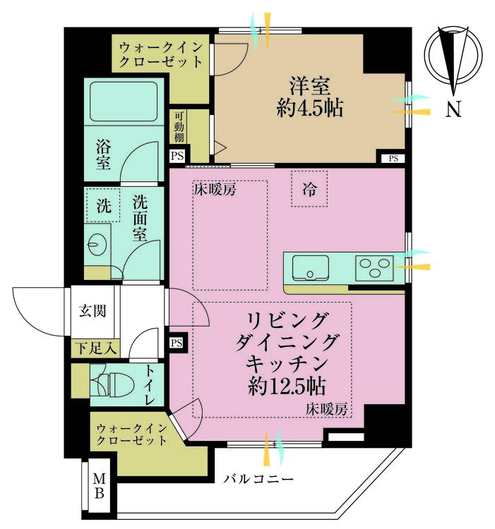 その他 1LDK、専有面積46.52m2、バルコニー面積4.71m2