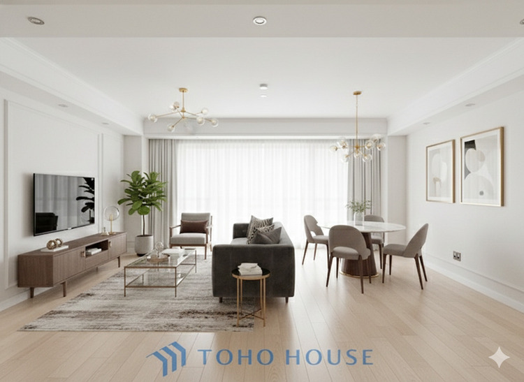 内装 ◆居心地のいい暮らし◆には欠かせない眩い採光。ゆったりとした幅の窓からこの空間に降り注ぐ採光が絶えない。CG加工画像