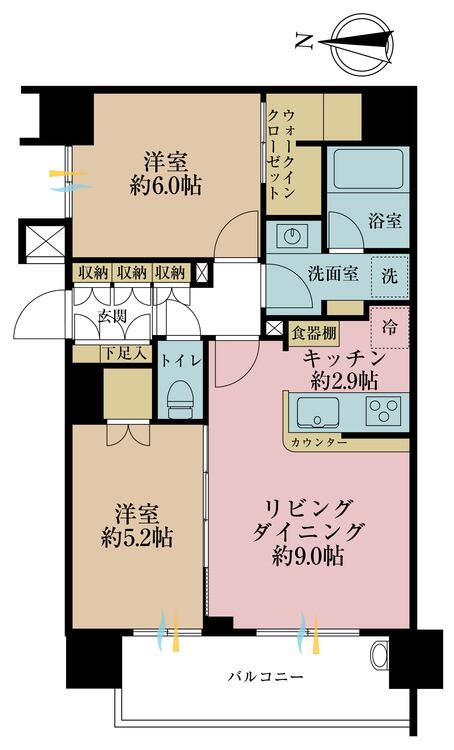 その他 2LDK、専有面積55.2m2、バルコニー面積7.72m2