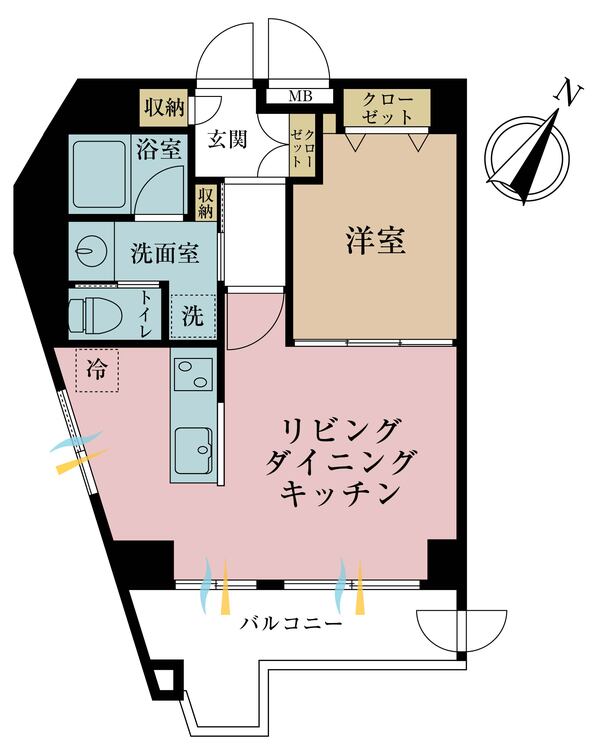 その他 1LDK、専有面積37.78m2、バルコニー面積5.88m2