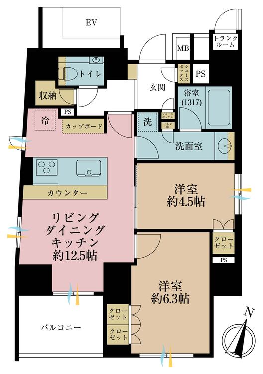 その他 2LDK、専有面積59.53m2、バルコニー面積5.7m2