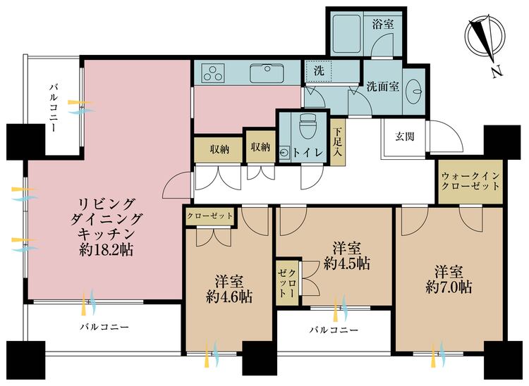 その他 3LDK、専有面積86.72m2、バルコニー面積1m2