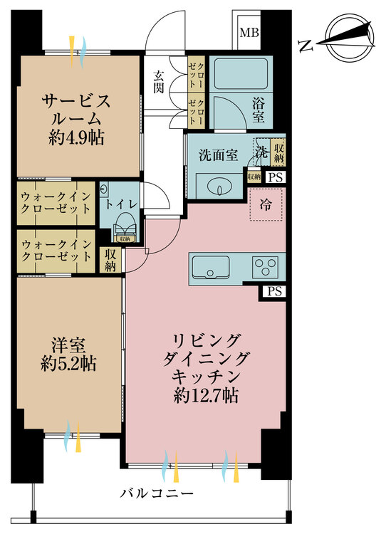 その他 1LDK+S（納戸）、専有面積55.01m2、バルコニー面積8.85m2