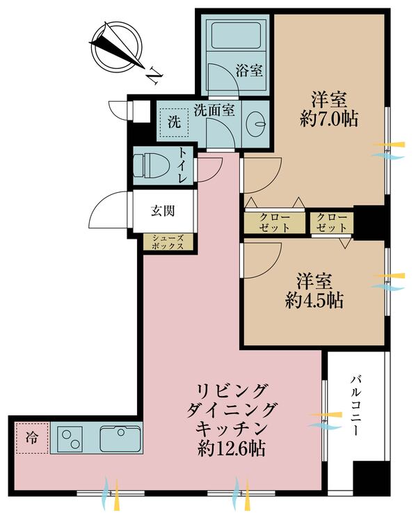 その他 2LDK、専有面積52.7m2、バルコニー面積4.27m2
