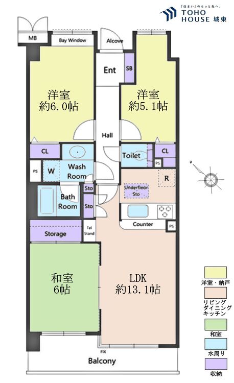 間取り ３ＬＤＫ、専有面積６６．２４平米、バルコニー面積６．８平米、専用庭面積７平米