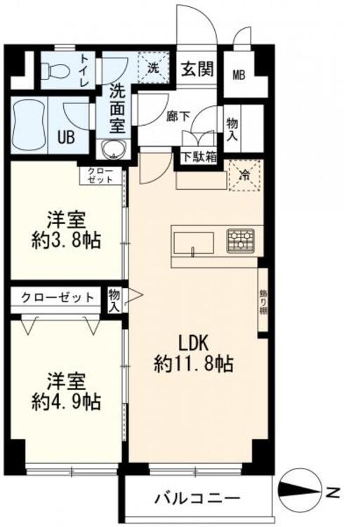 間取り 間取り（２ＬＤＫ＋バルコニー）