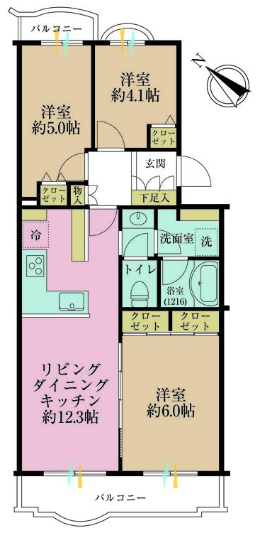 その他 3LDK、専有面積63.67m2、バルコニー面積8.23m2