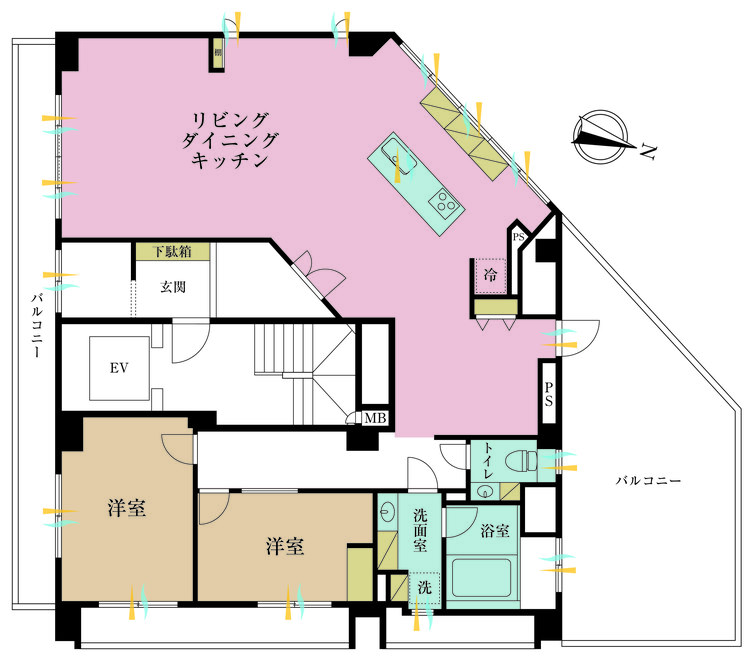 その他 2LDK、専有面積113.76m2、バルコニー面積23.72m2