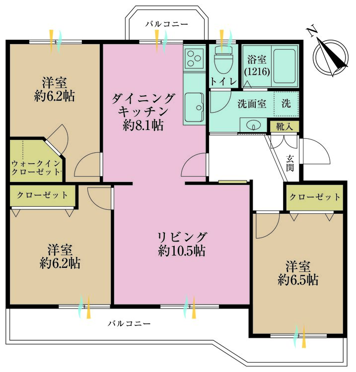 その他 3LDK、専有面積79.3m2、バルコニー面積14.33m2