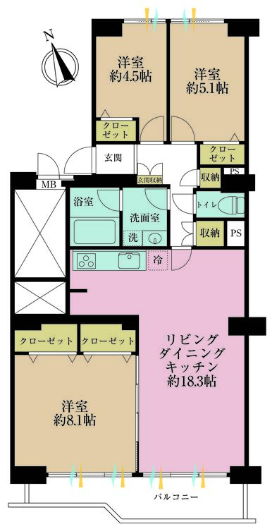 その他 3LDK、専有面積88.07m2、バルコニー面積10.06m2