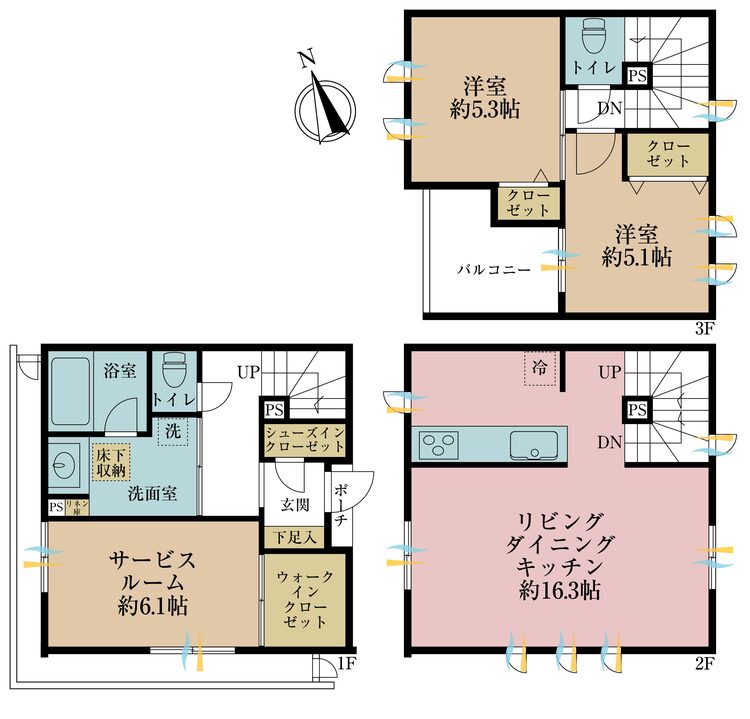 その他 2LDK+S（納戸）、専有面積83.97m2、バルコニー面積5.58m2