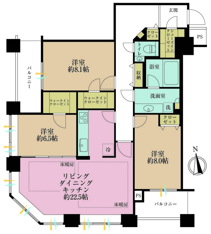 その他 3LDK、専有面積108.44m2、バルコニー面積11.32m2