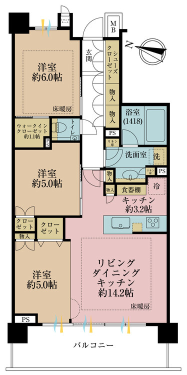 その他 3LDK、専有面積70.03m2、バルコニー面積11.61m2