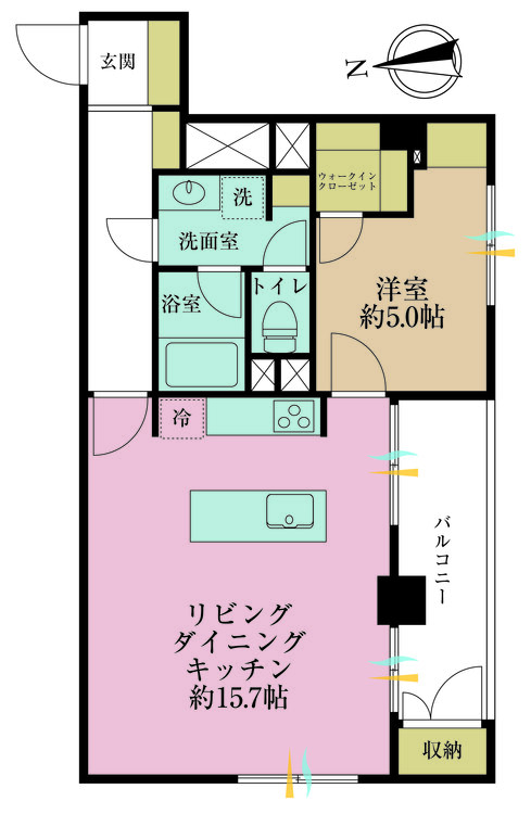 その他 1LDK、専有面積50.06m2、バルコニー面積6.34m2