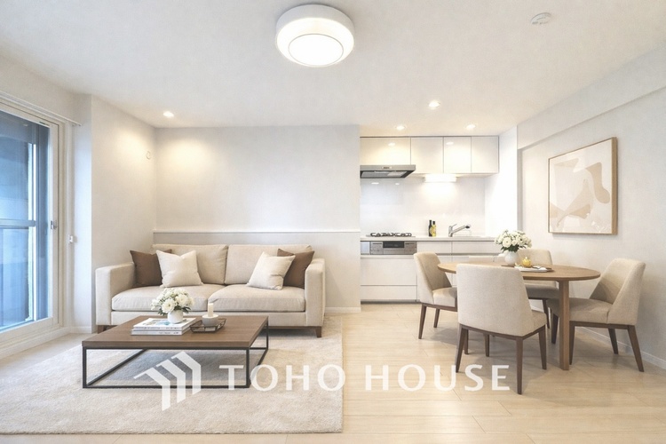 内装 【LIVING】◆煌びやか◆愛おしい家族との団欒の時間をより一層幸せなものに感じさせる煌びやかなLDK。輝かしい毎日が待っています。※この画像の家具の配置には、CGによる加工を施しております。