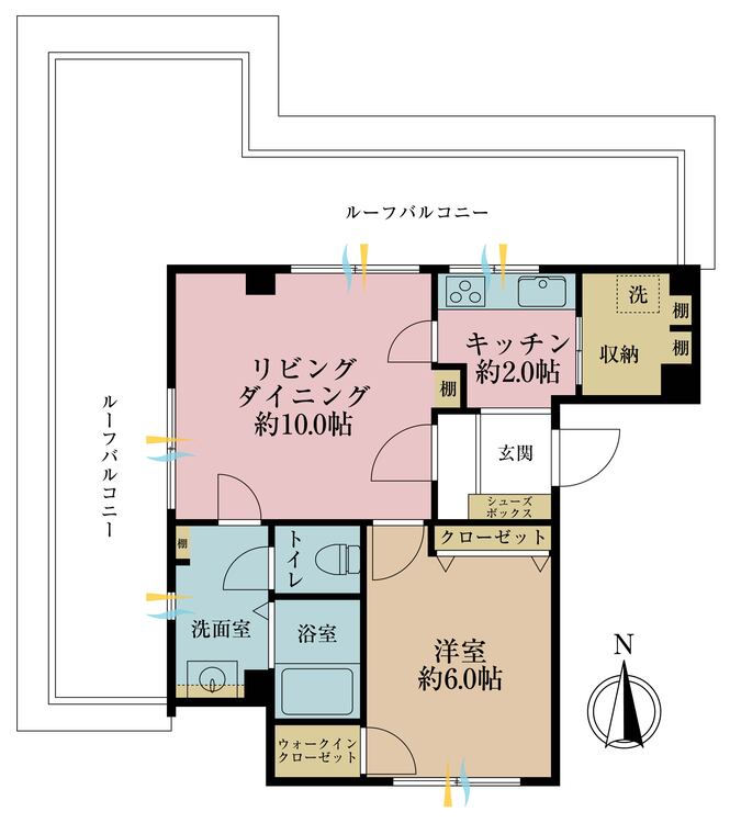 その他 1LDK、専有面積45.85m2、バルコニー面積36.51m2