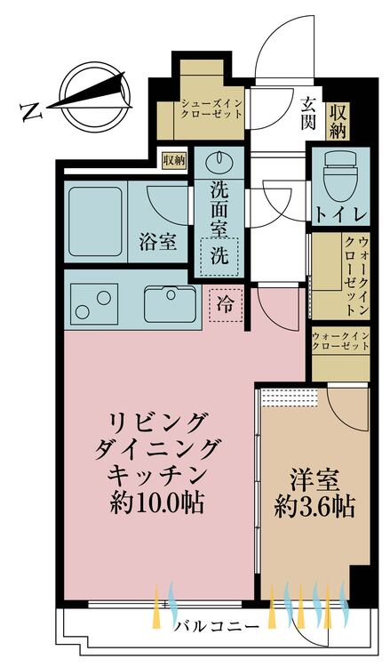 間取り 1LDK、専有面積36.76?、バルコニー面積確認中