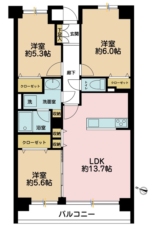 その他 3LDK、専有面積68.58m2