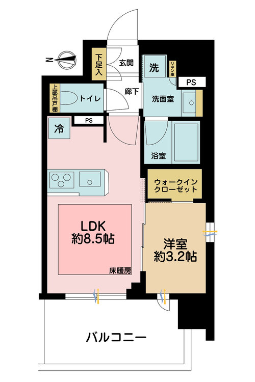 その他 1LDK、専有面積33.22m2、バルコニー面積8.13m2