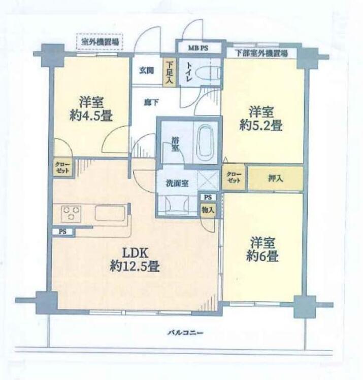 間取り 【間取り図】東南向きで陽当り・通風良好です！広々バルコニー付きです！