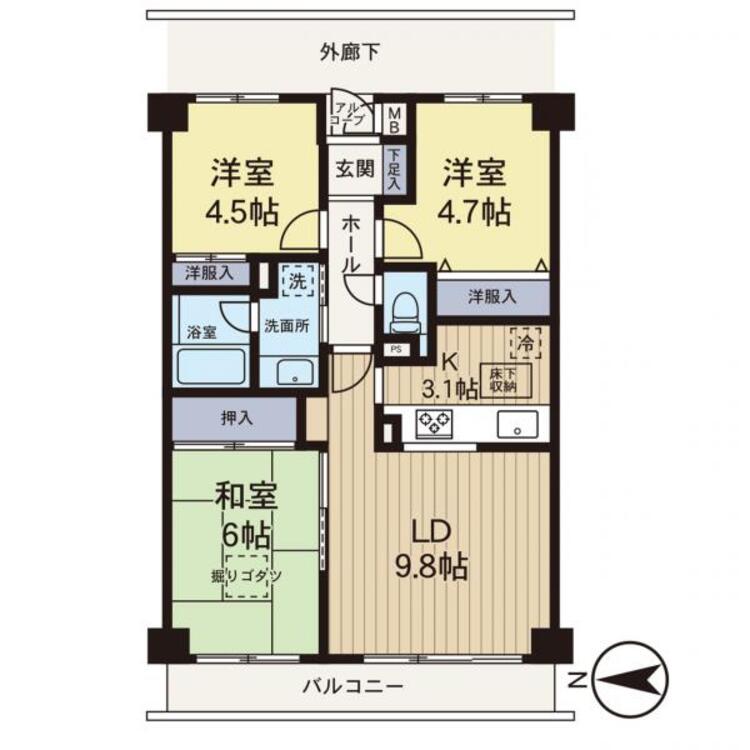 間取り 【間取り図面】６２*の３ＬＤＫタイプになります。
